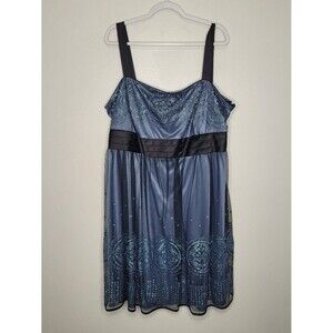 Dressbarn Collection blue black sparkly short plus size dance formal dress 22